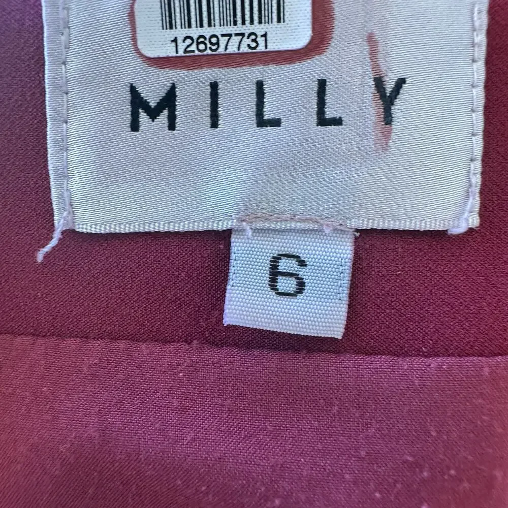 Milly Burgundy Cocktail Dress SIZE 6 High Low Off Shoulder Party Designer $435 - Picture 8 of 9